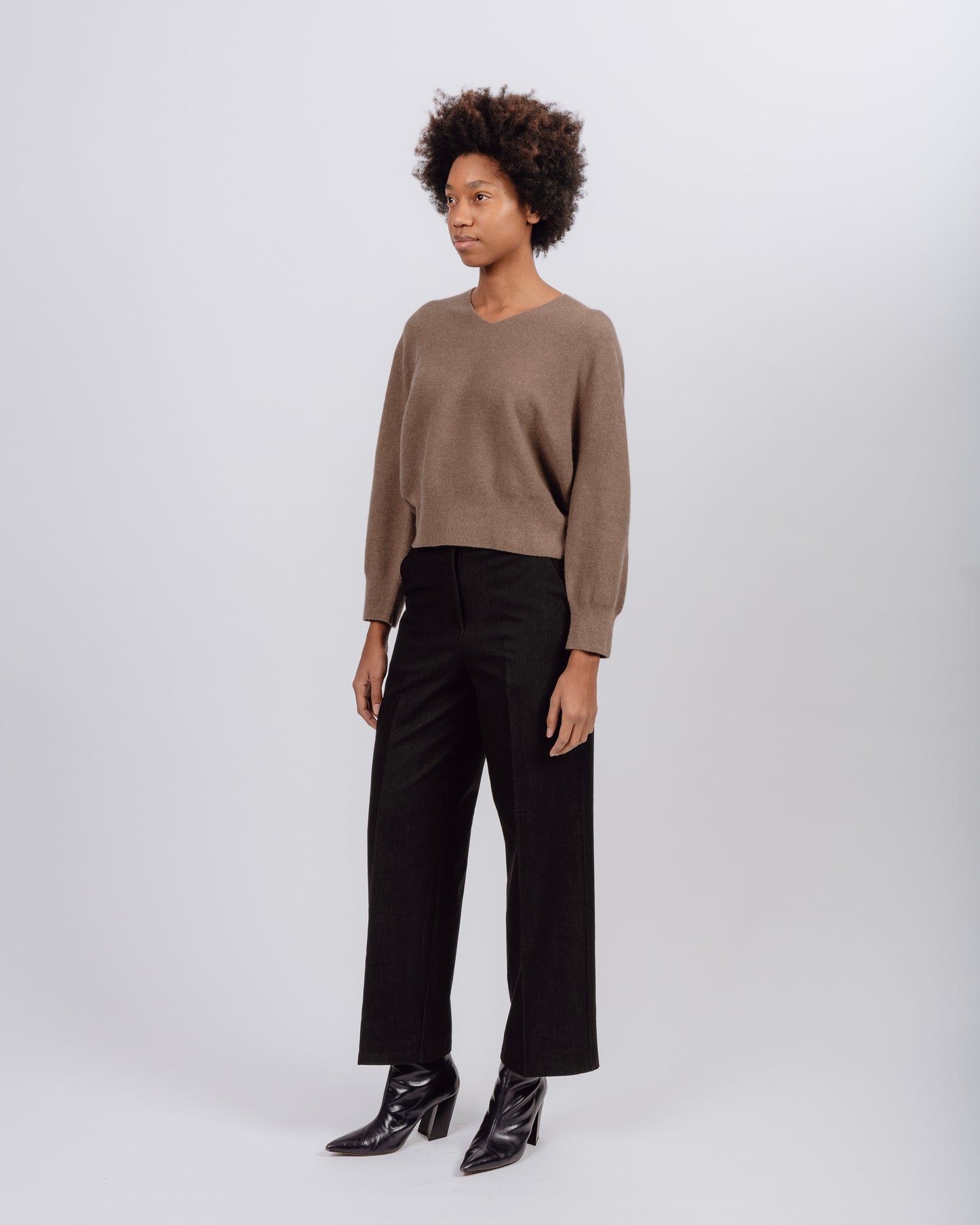 Draped Knit Top, Warm Brown