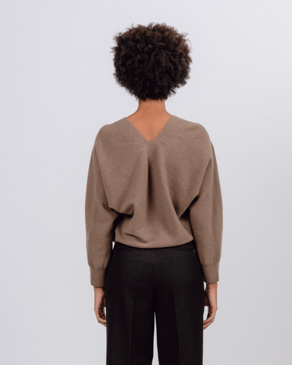 Draped Knit Top, Warm Brown