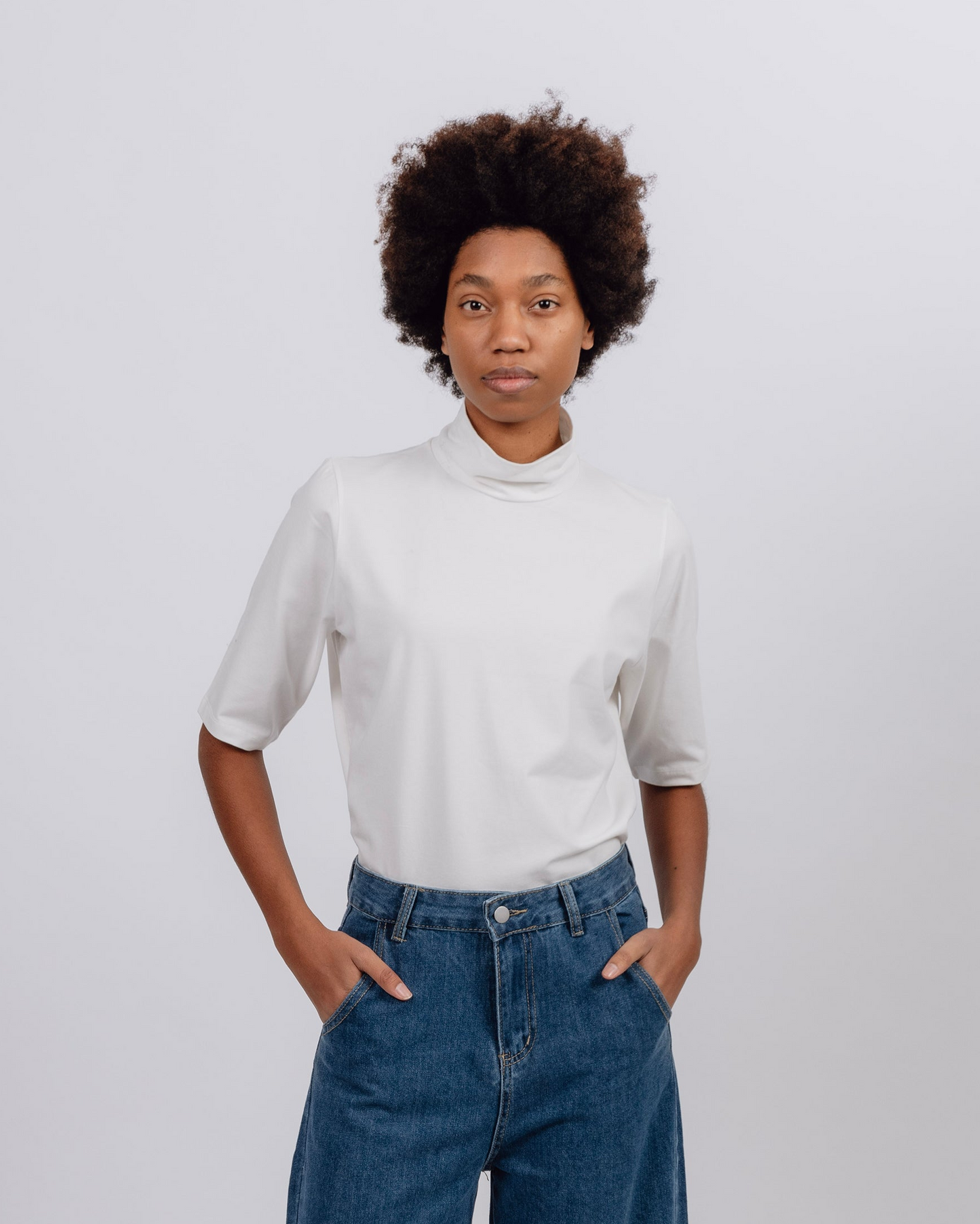 Mock Neck T-Shirt White