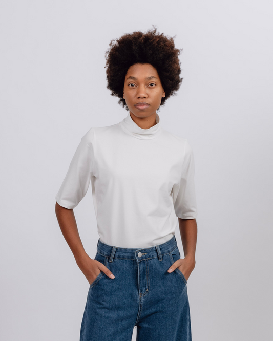 Mock Neck T-Shirt White