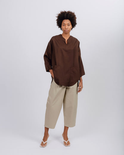 Pleated Baggy Pants, Sand Beige