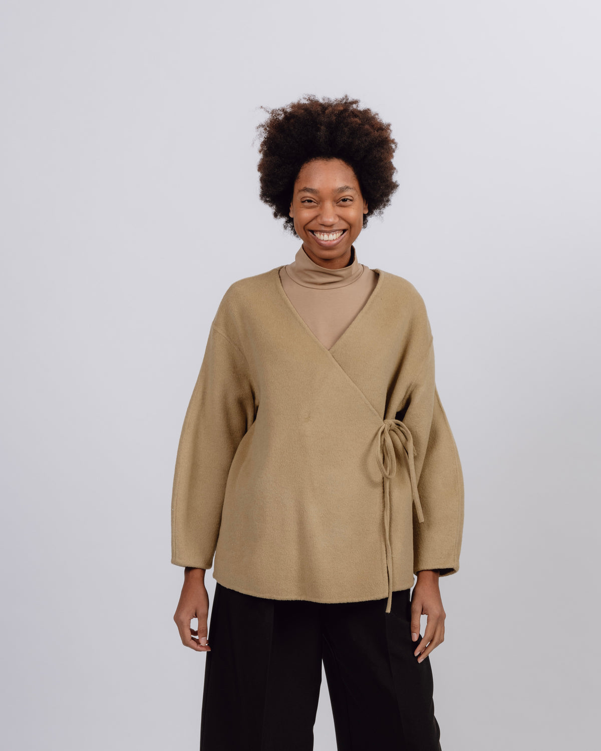 Wickeljacke mit Kaschmir, Cappuccino