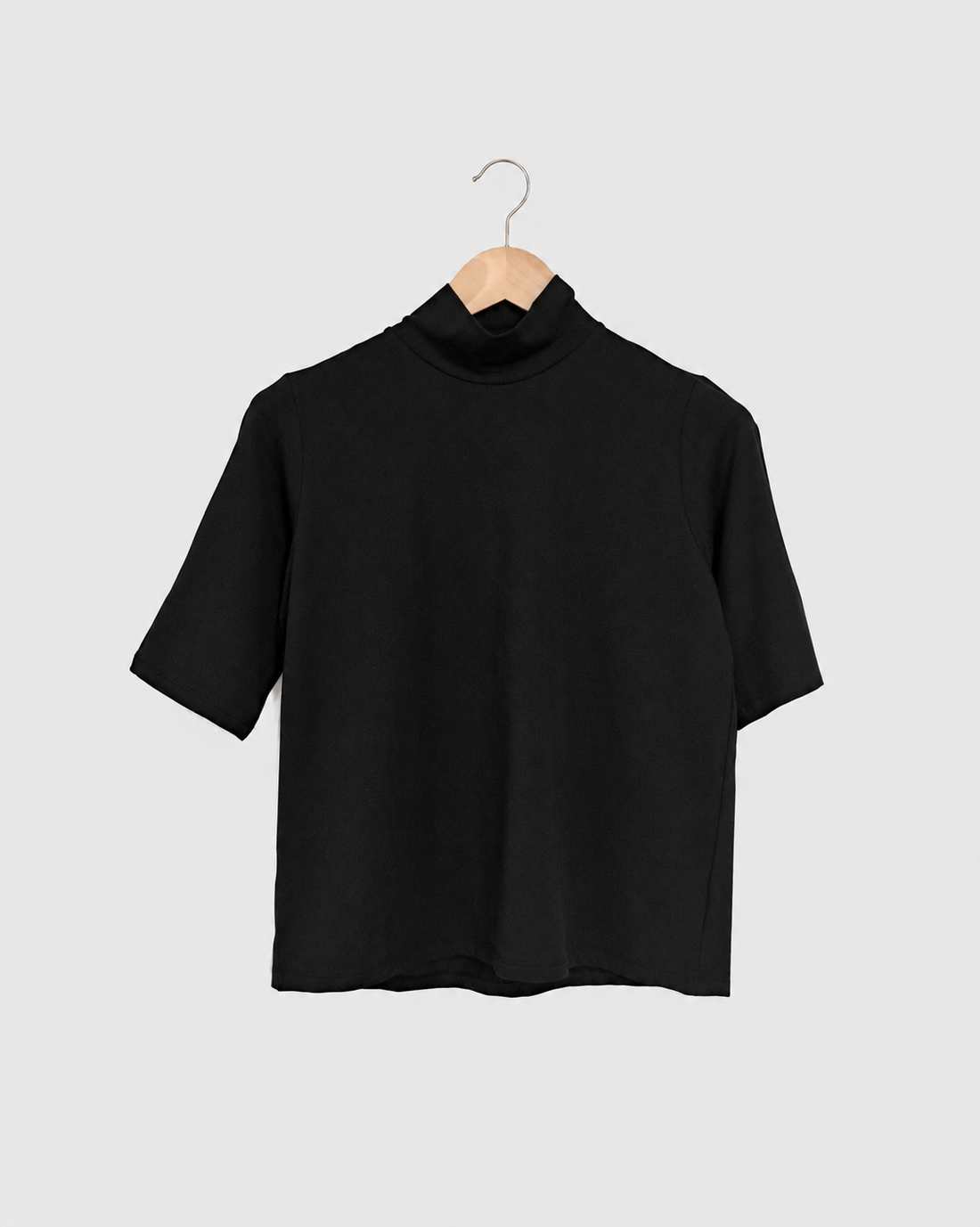 T-Shirt mit Stehkragen, Schwarz