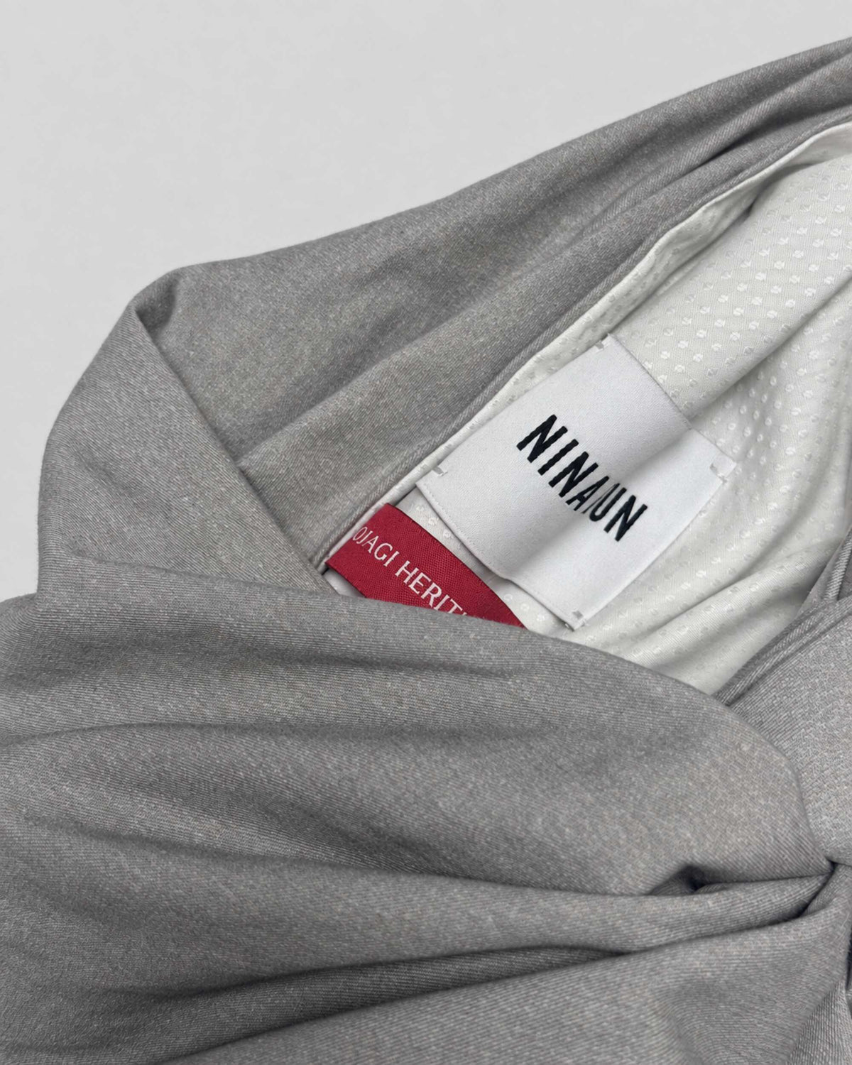Bojagi Bag Mini in temple grey, lining and label detail