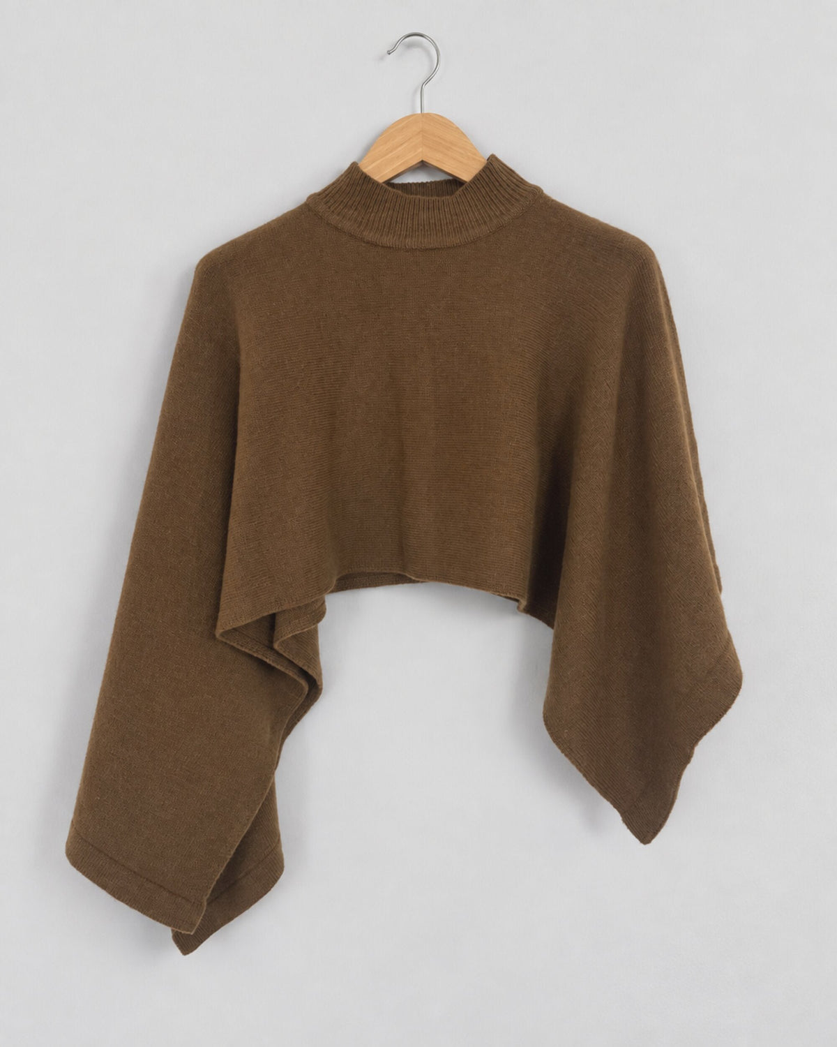 Draped Knit Shawl in brown, full front view