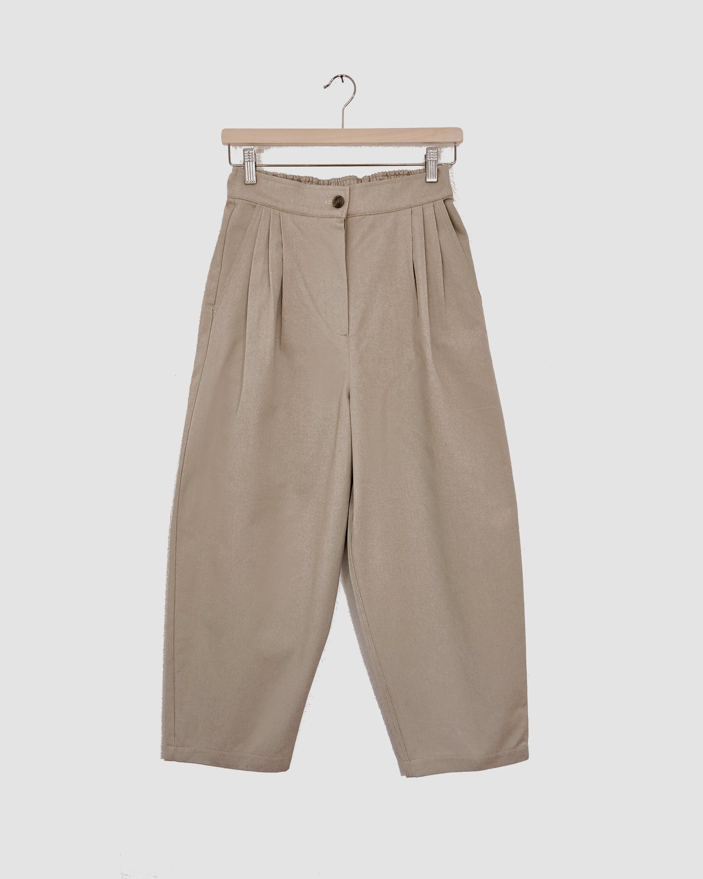 Pleated Baggy Pants, Sand Beige