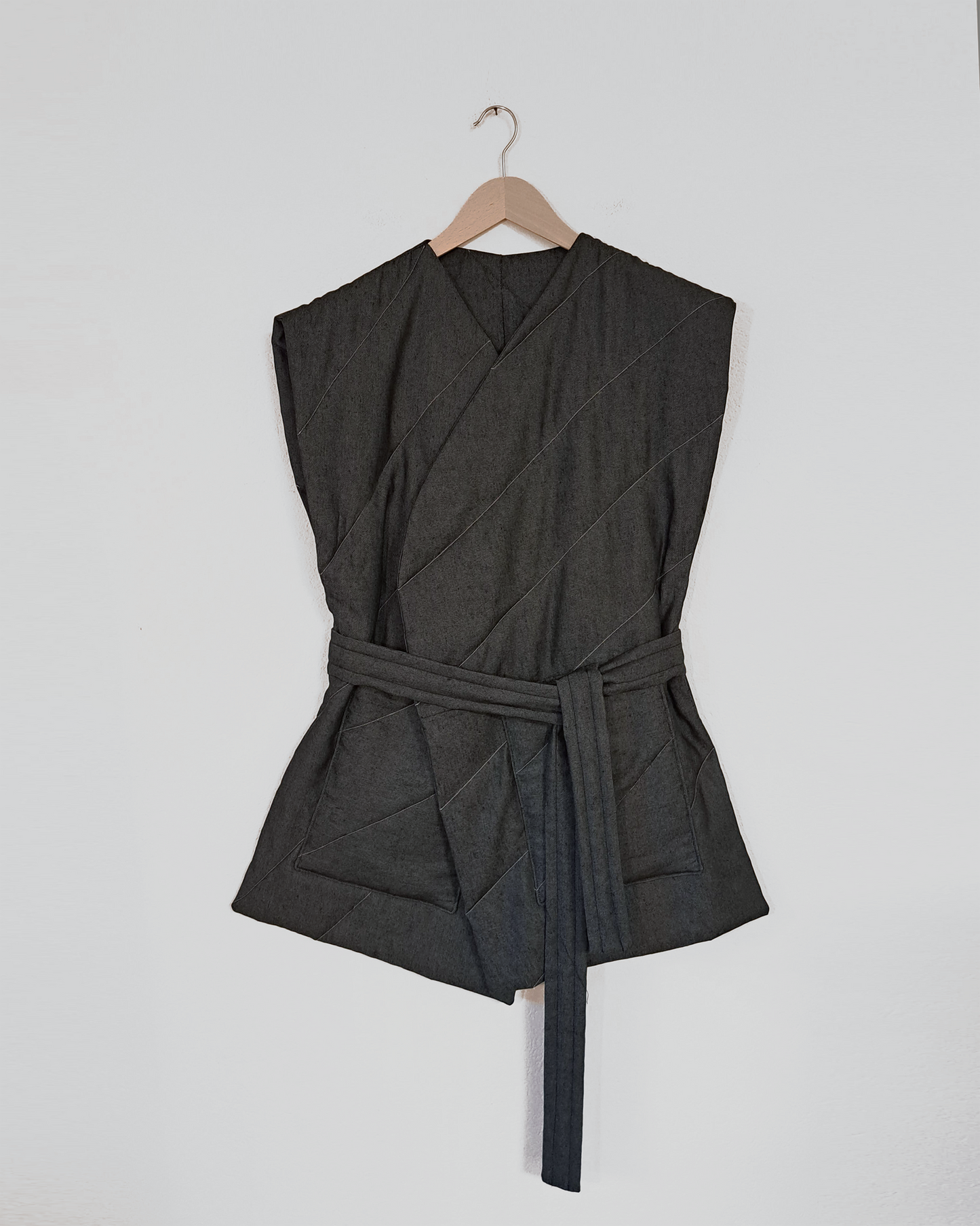 Nubi Vest Coat, Dark Denim