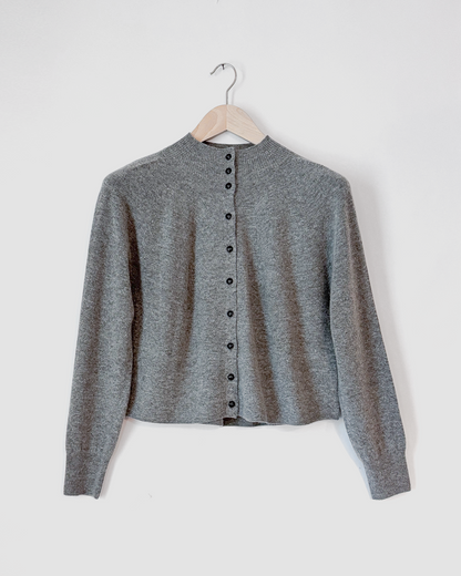 High Neck Cardigan, Linen Beige