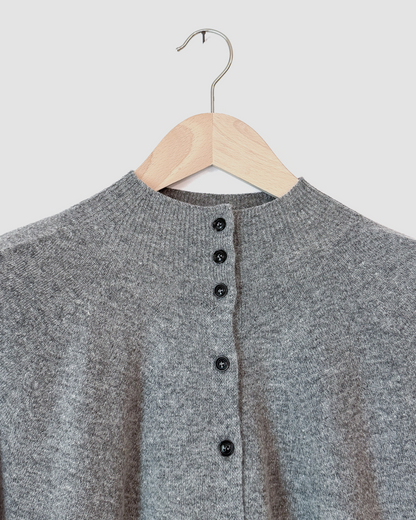 High Neck Cardigan, Linen Beige