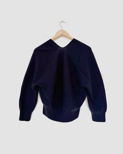 Draped Knit Top, Navy