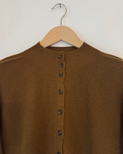 High Neck Cardigan, Linen Beige