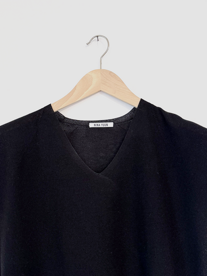 Linen Knit Top, Black