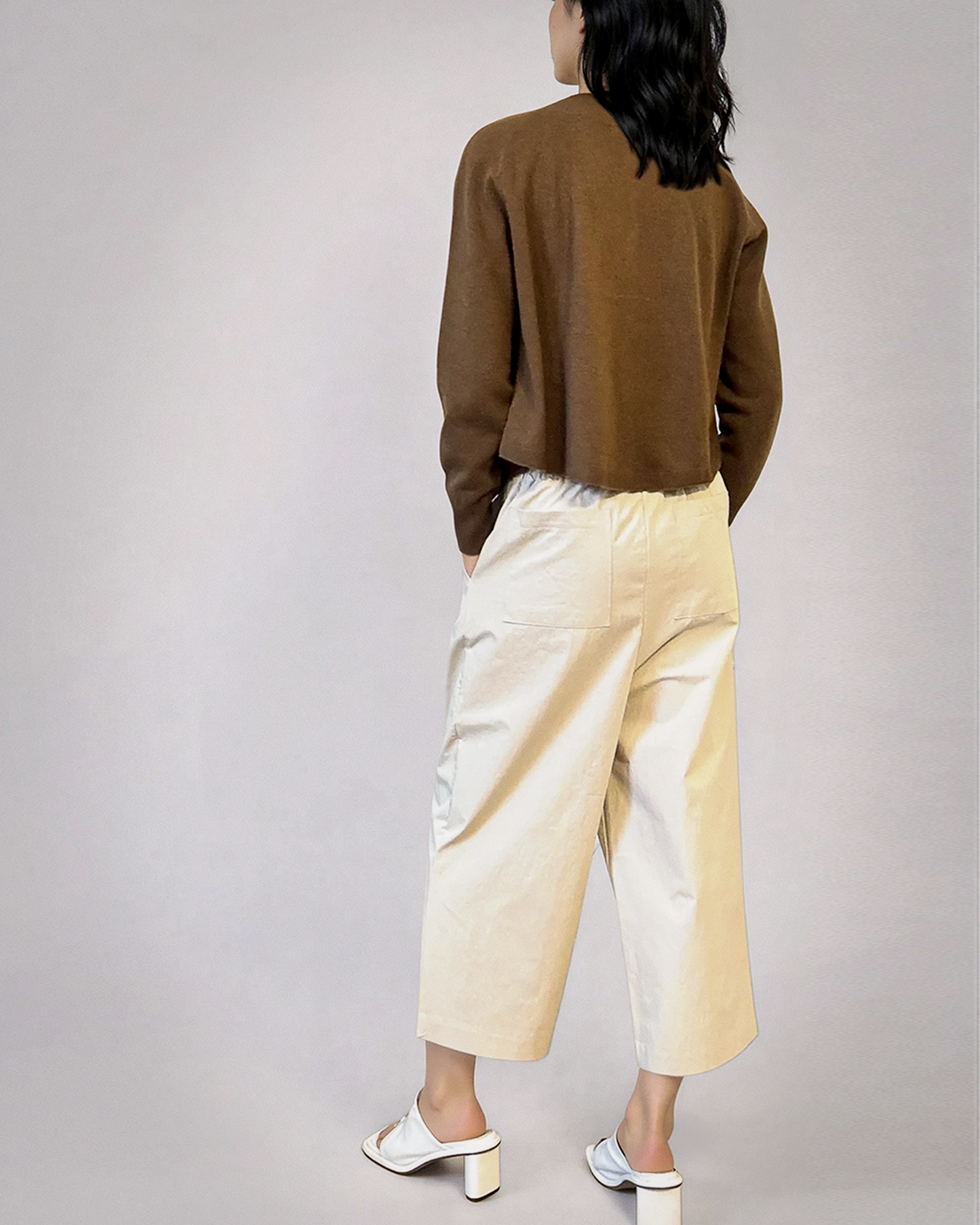 High Neck Cardigan, Linen Beige