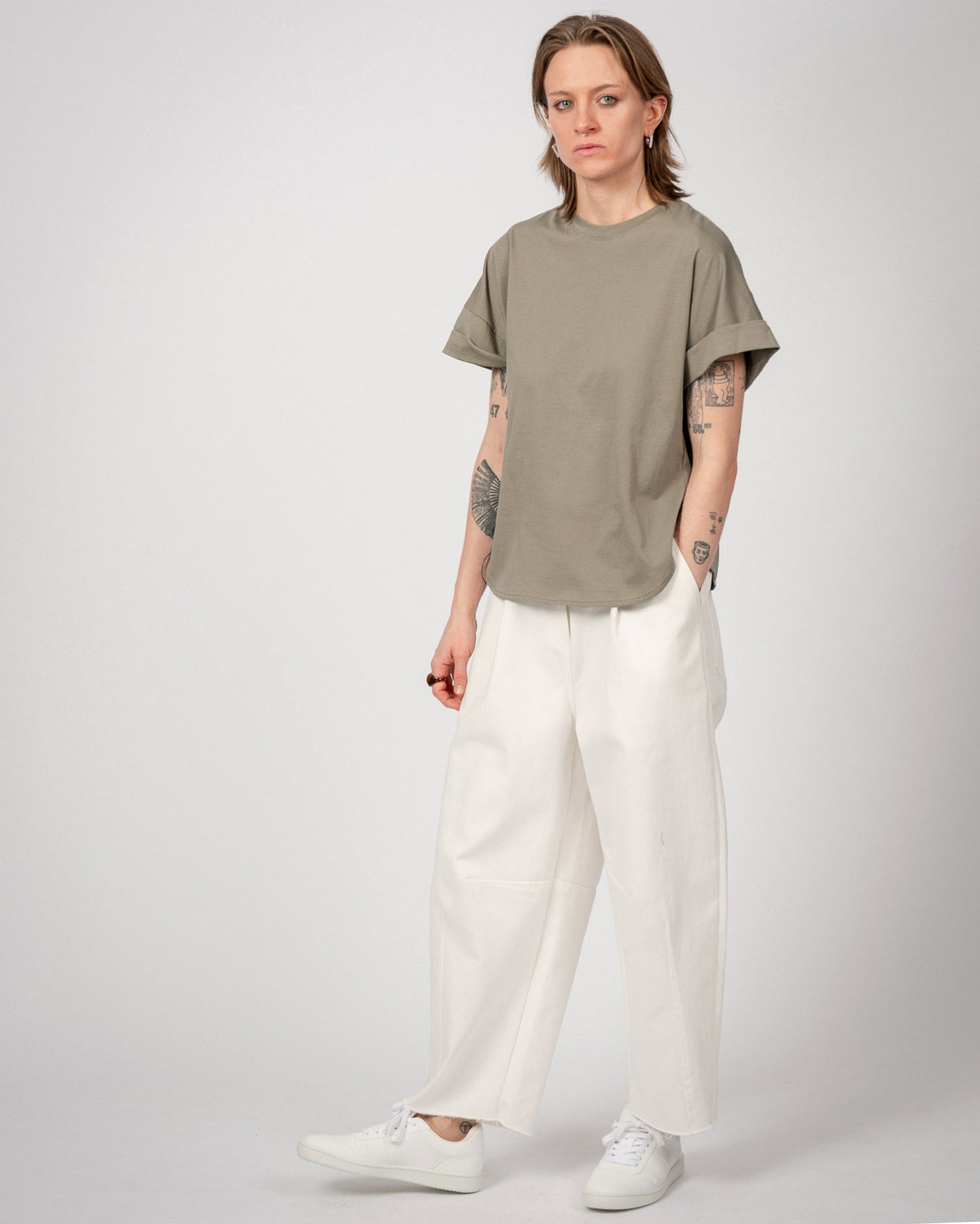 Draped T-Shirt Weiss