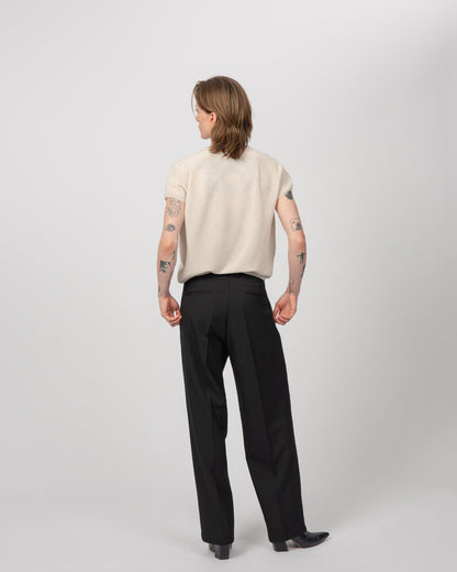 Linen Knit Top, Black