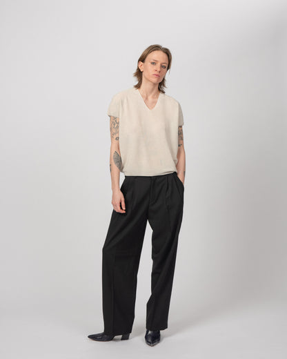 Linen Knit Top, Black
