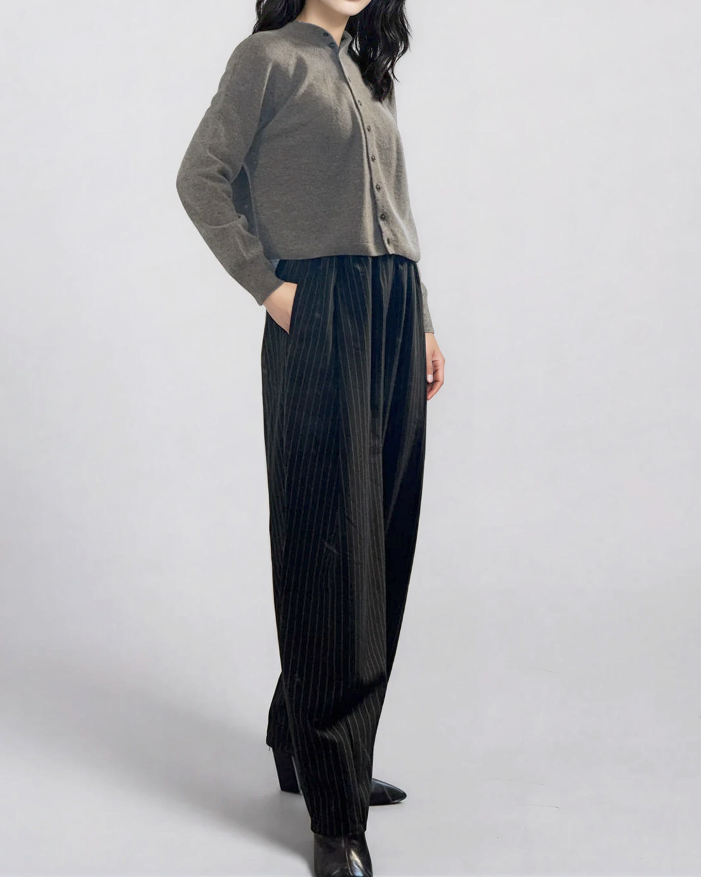 High Neck Cardigan, Linen Beige