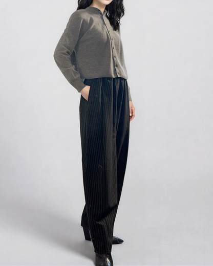 High Neck Cardigan, Linen Beige