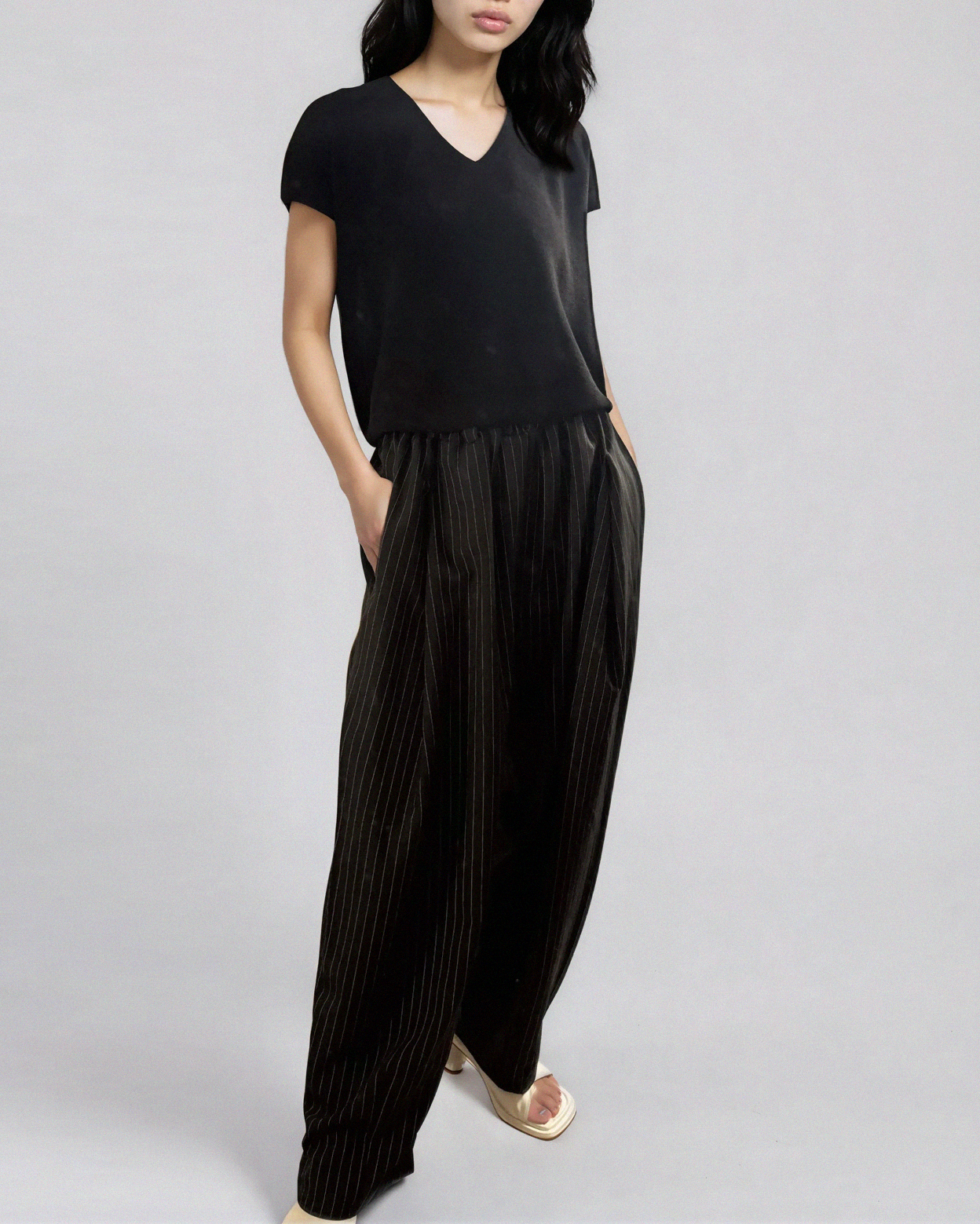 Linen Knit Top, Schwarz