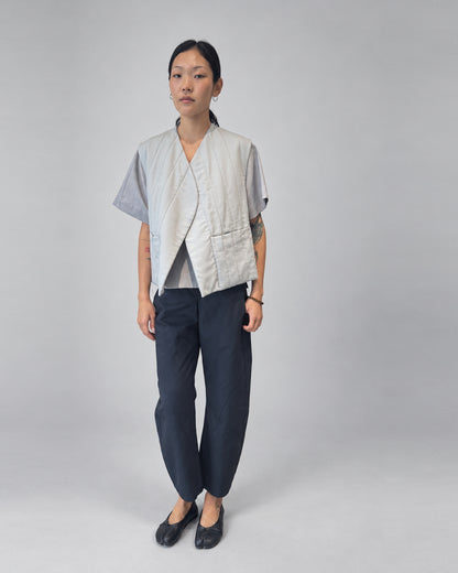 Anujin wearing Nubi Vest Classic, City Grey — front.