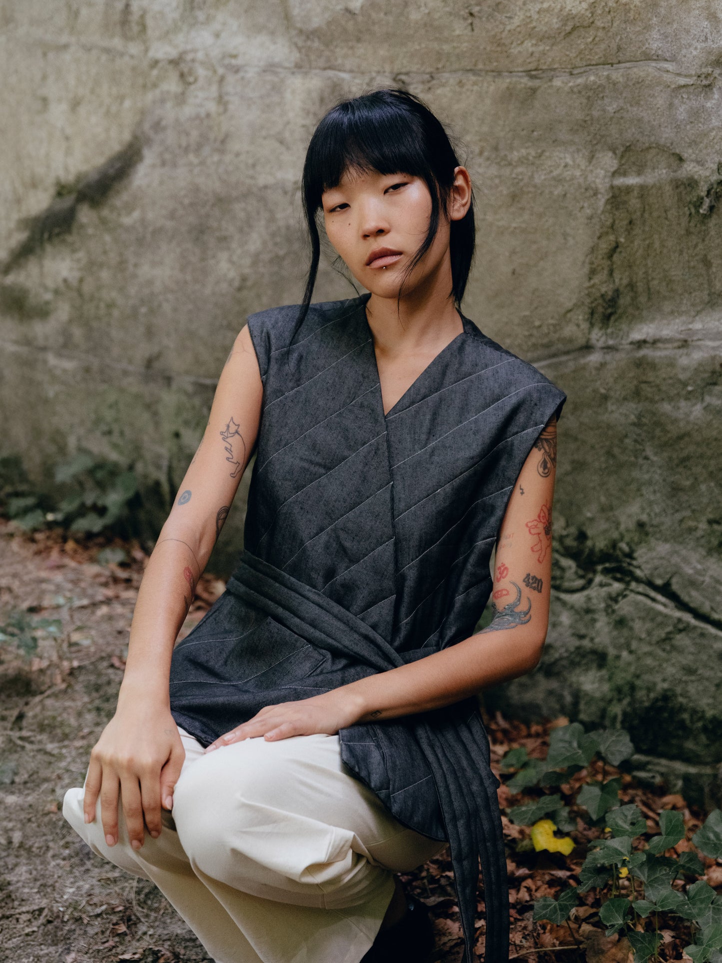 Nubi Vest Wide, Dark Denim
