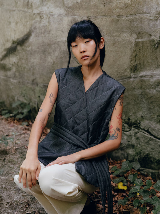 Nubi Vest Wide, Dark Denim