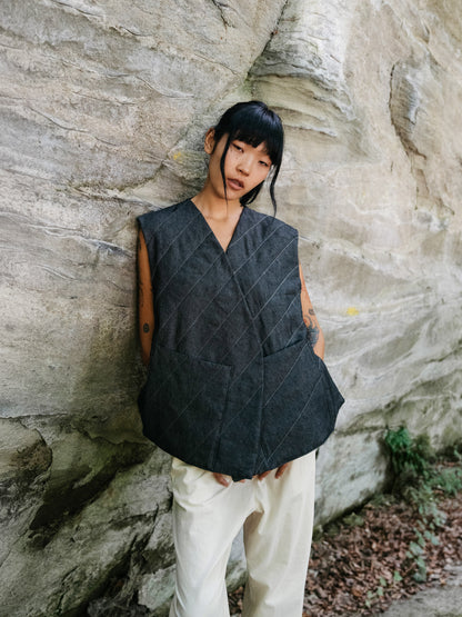 Nubi Vest Wide, Dark Denim