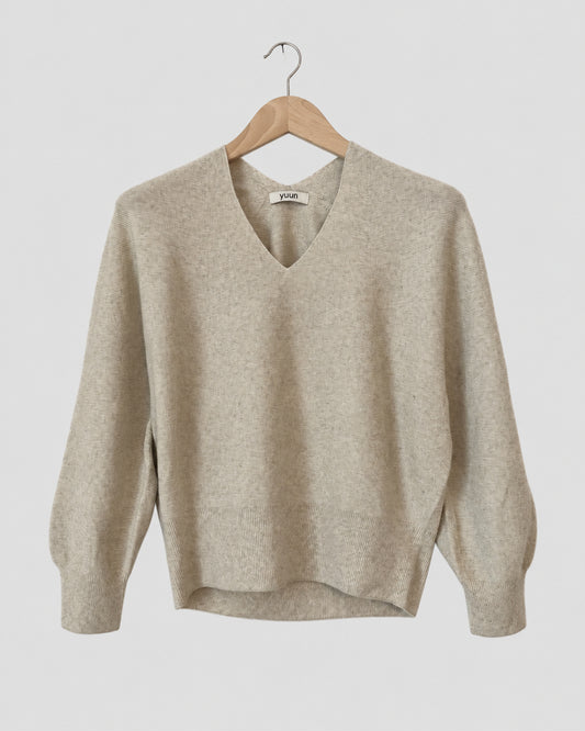 Draped Knit Top, Ivory – front
