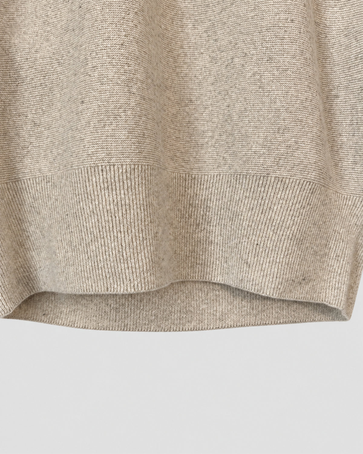 Draped Knit Top, Ivory – hem detail