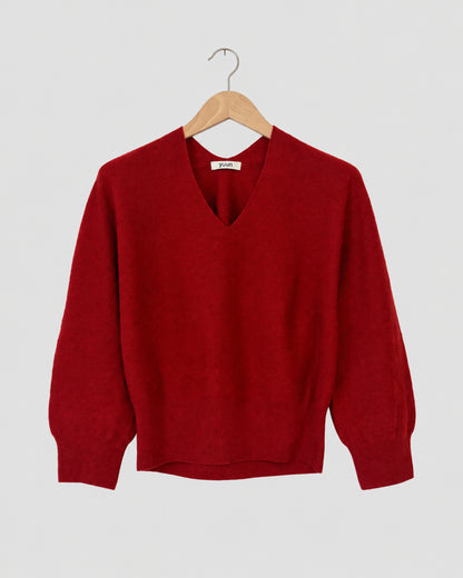 Draped Knit Top, Red – front