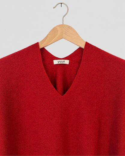 Draped Knit Top, Red – neckline detail