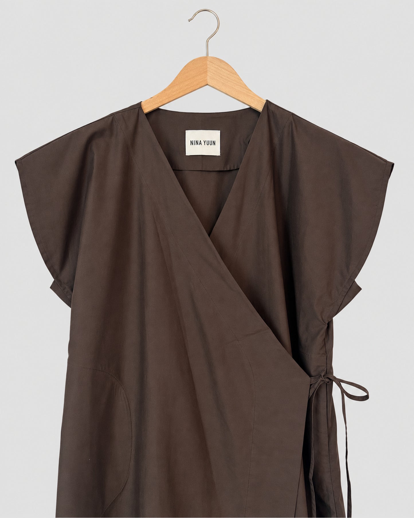 Lotus Dress, Sepia – front detail