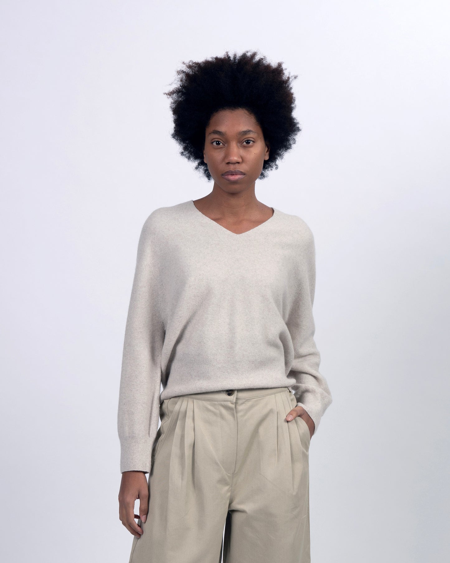 Draped Knit Top, Cream